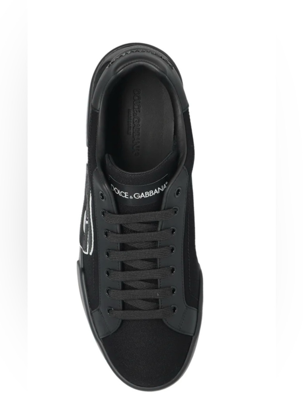 Dolce & Gabbana Black Lace-Up Canvas & Leather Sneaker